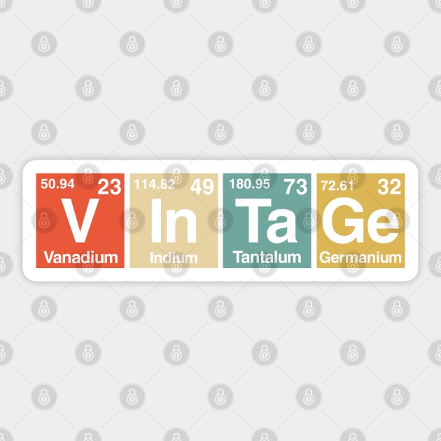 Vintage Periodic Table Elements Spelling Sticker by Happy Shirt